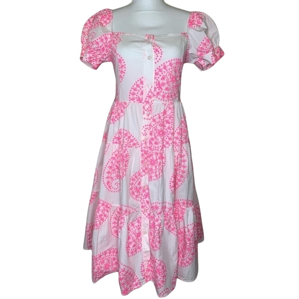 Boutique Floral Boho Midi Dress Pink/White XS Italy